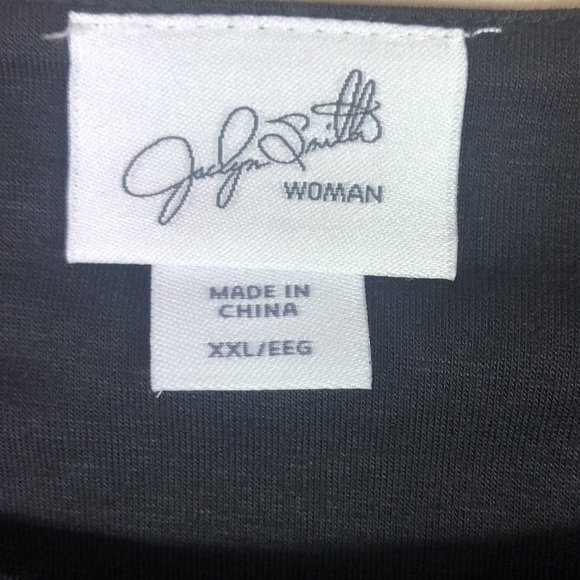 Jaclyn Smith, woman black tunic with full leather shoulders, XXL, NWT, new - Picture 3 of 6